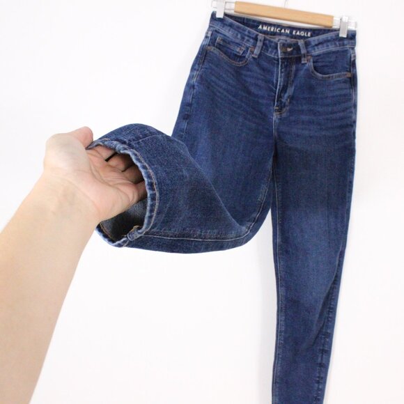American Eagle Stretch Highrise Skinny Blue Jean Long - Picture 3 of 7